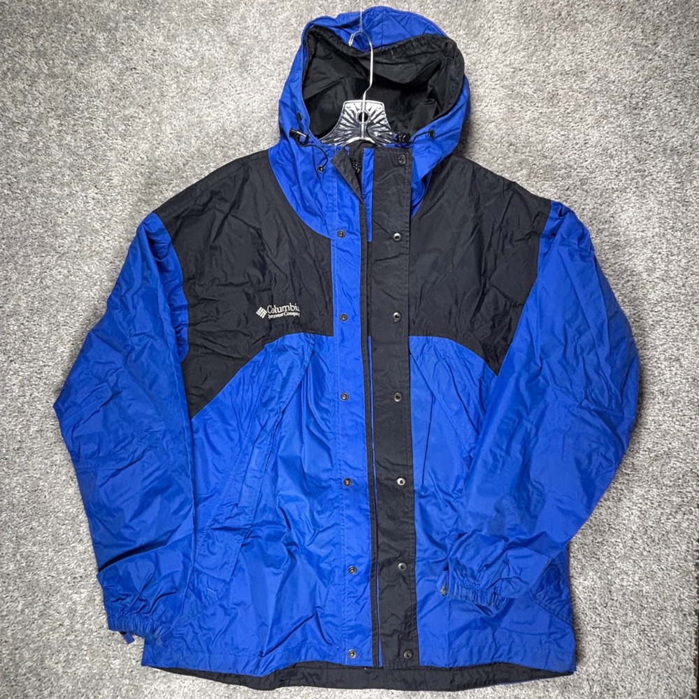 Columbia Mens Large Interchange Omni-Tech Storm-Dry Rain Jacket Blue Black
